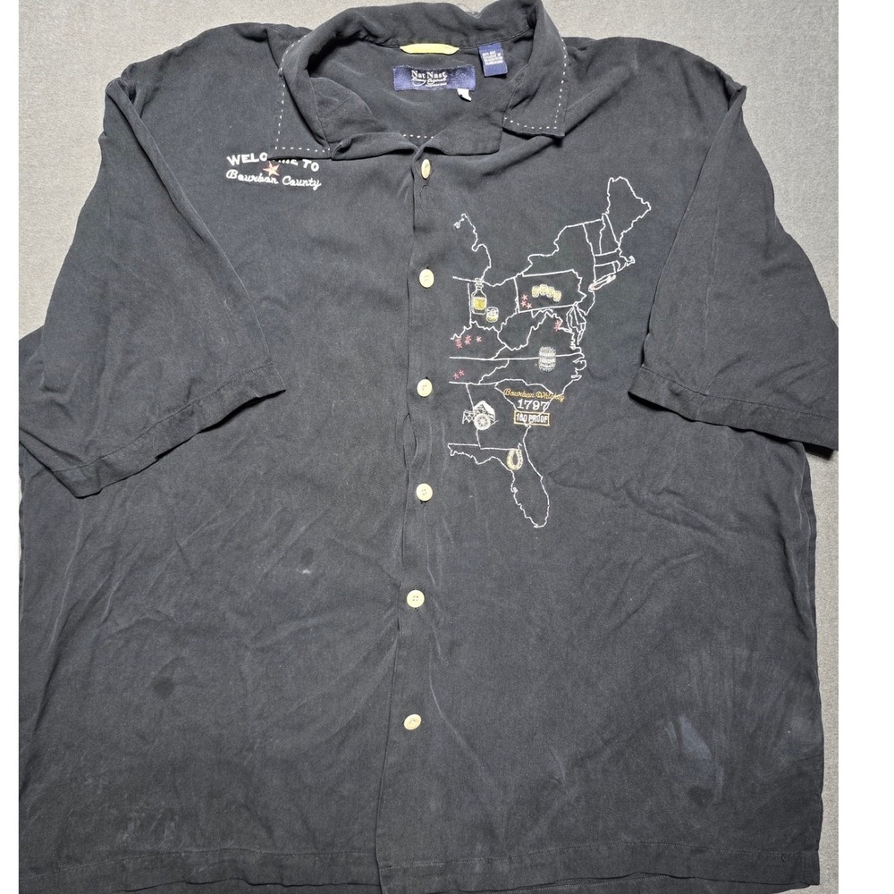 Nat‎ Nast Luxury Originals XXL Silk Bourbon County Map Camp Shirt